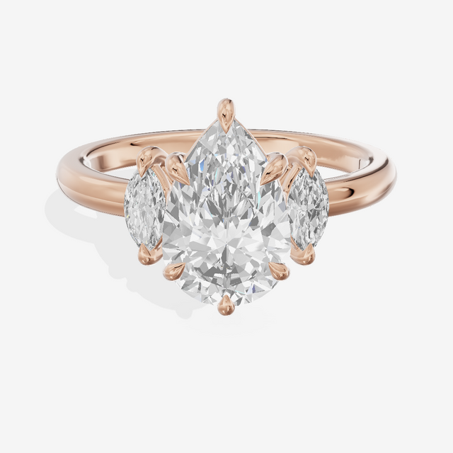 Classic Sincere Three Stone Pear Engagement Ring (1/3 ct. tw.) in 18K Rose Gold