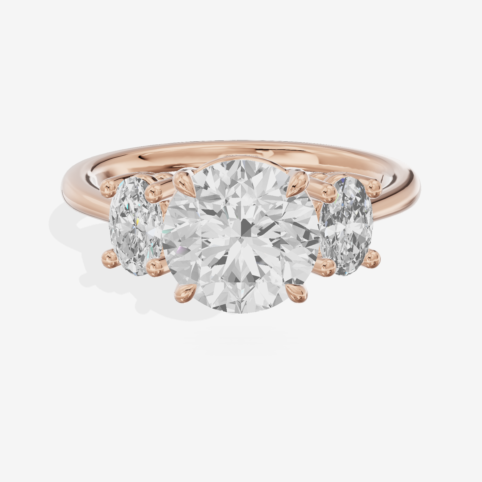 Modern Coeurine Three Stone Round Engagement Ring (1/2 ct. tw.) in 18K Rose Gold