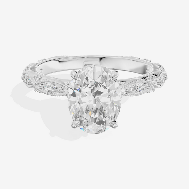 Vintage Whisper Oval Engagement Ring (1/4 ct. tw.) in 18K White Gold