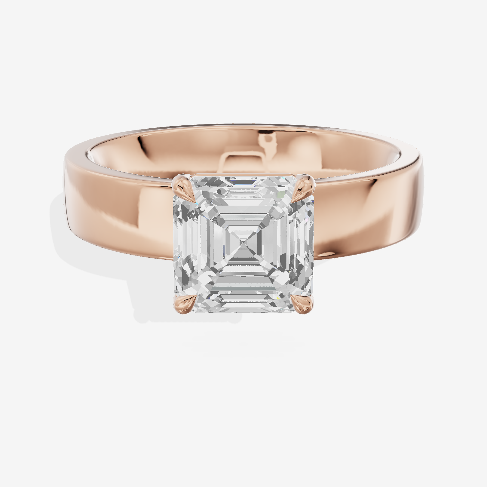 Hallowed Coeurine 4mm Asscher Solitaire Engagement Ring in 18K Rose Gold