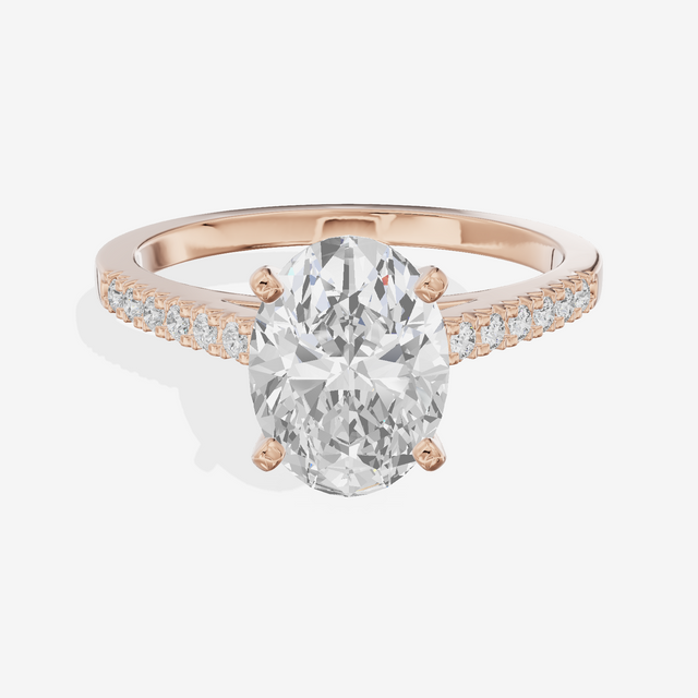 Sworn Vowsae Oval Engagement Ring with Side Stones (1/10 ct. tw.) in 18K Rose Gold