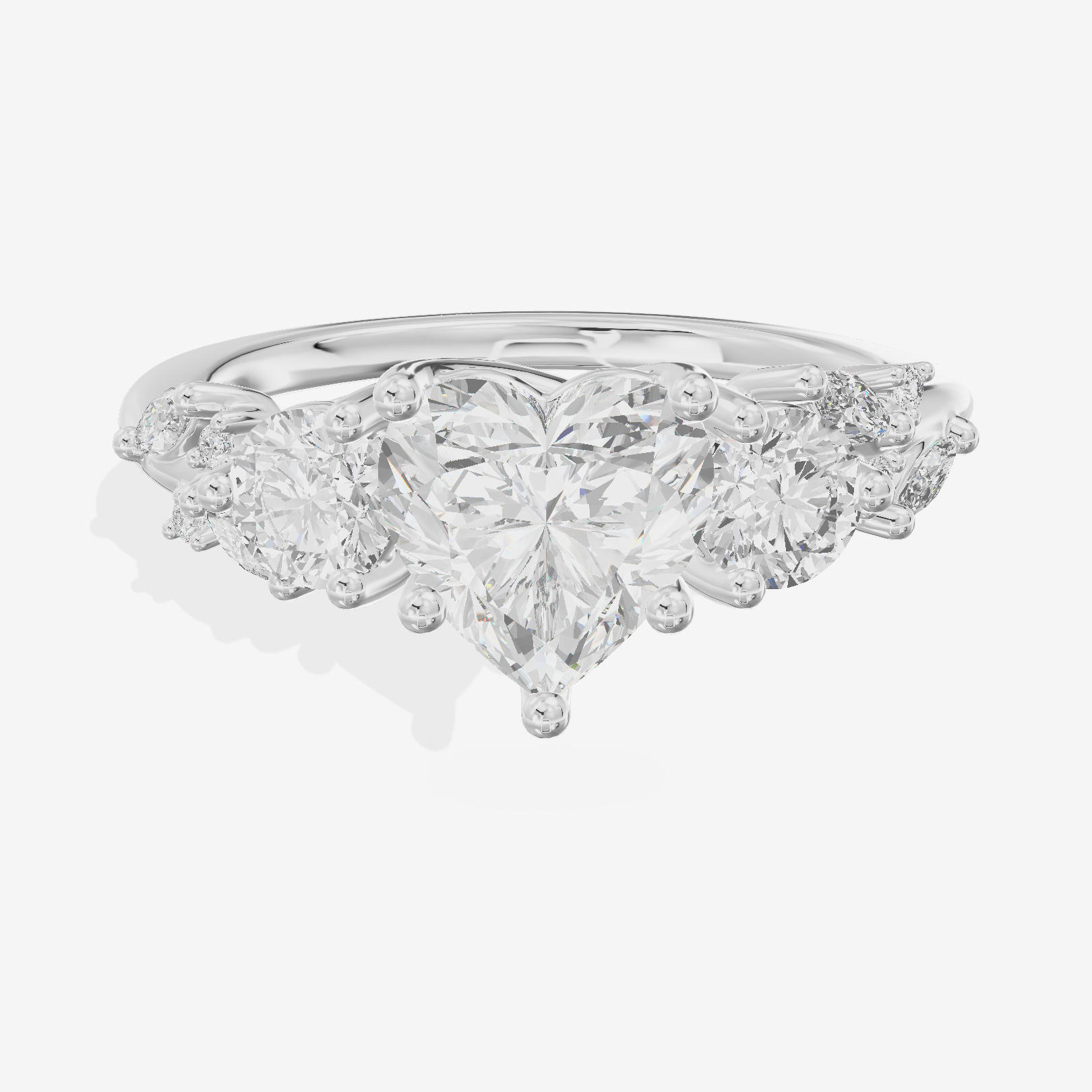 Adorae Three Stone Heart Engagement Ring (3/5 ct. tw.) in 14K White Gold