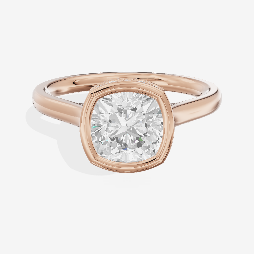 Sincere Hidden Halo Cushion Engagement Ring (1/6 ct. tw.) in 14K Rose Gold