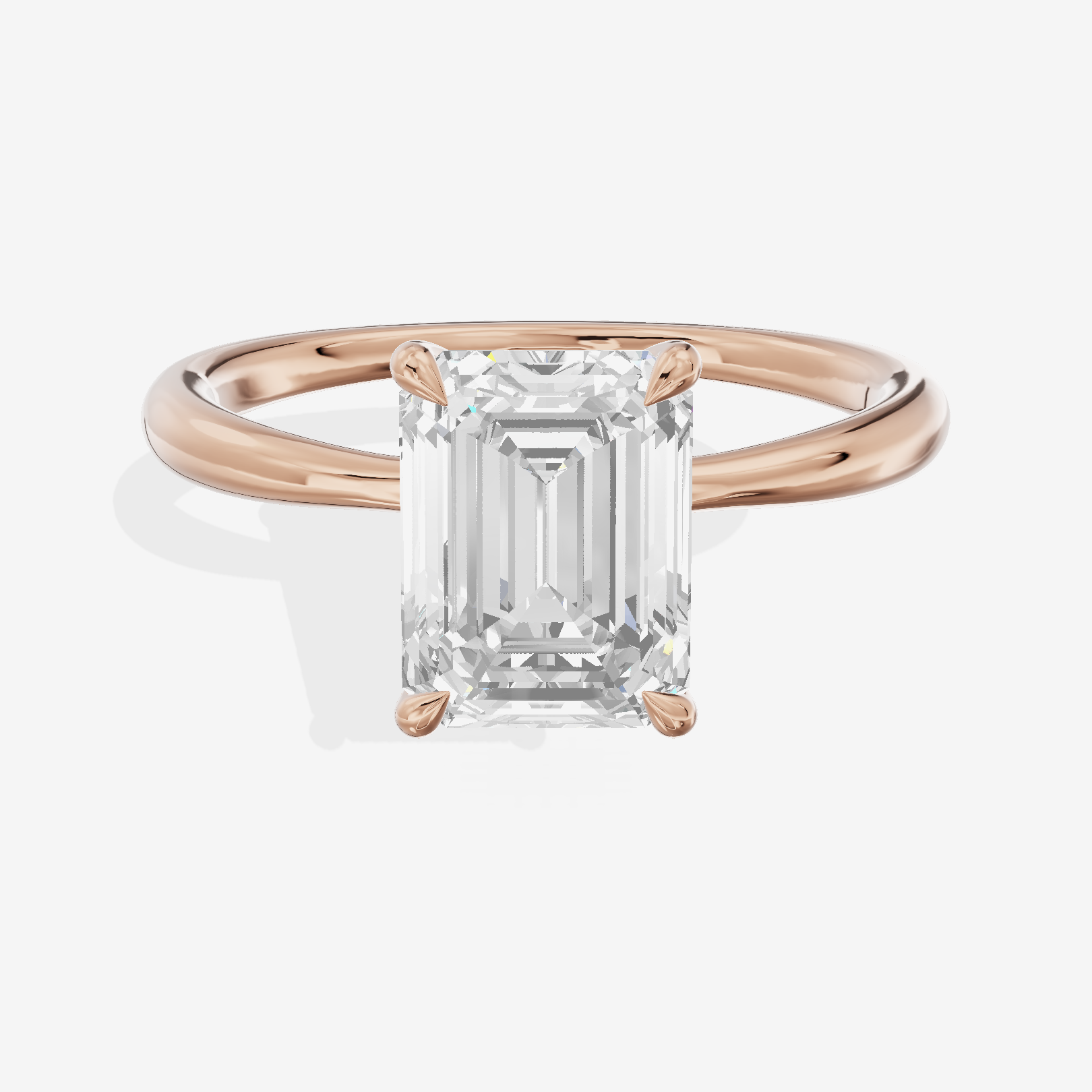 Whispered Aimora Emerald Solitaire Engagement Ring in 14K Rose Gold