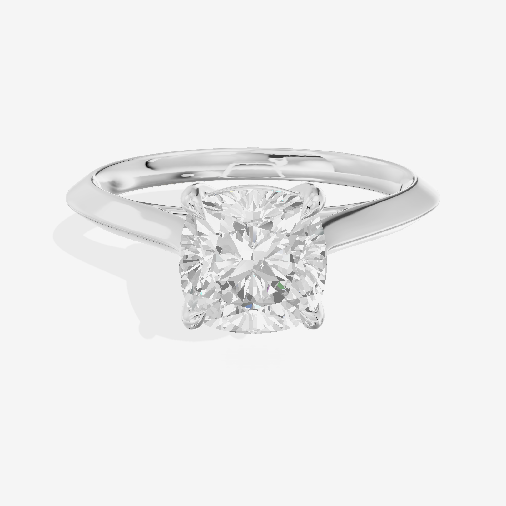 Belovae Solitaire 2mm Cushion Engagement Ring in 18K White Gold