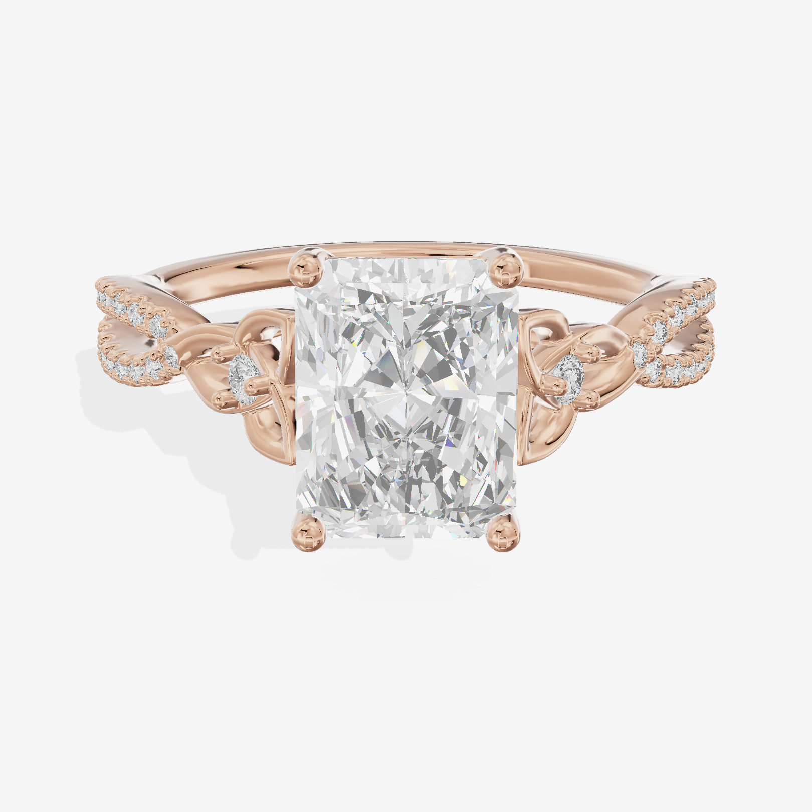 Luxe Vowsae Radiant Engagement Ring with Side Stones (2/5 ct. tw.) in 18K Rose Gold