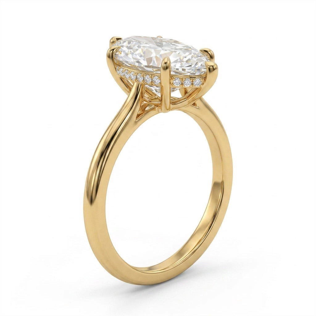Hidden Halo Oval Engagement Ring (4 ct. tw.) in 14K Yellow Gold