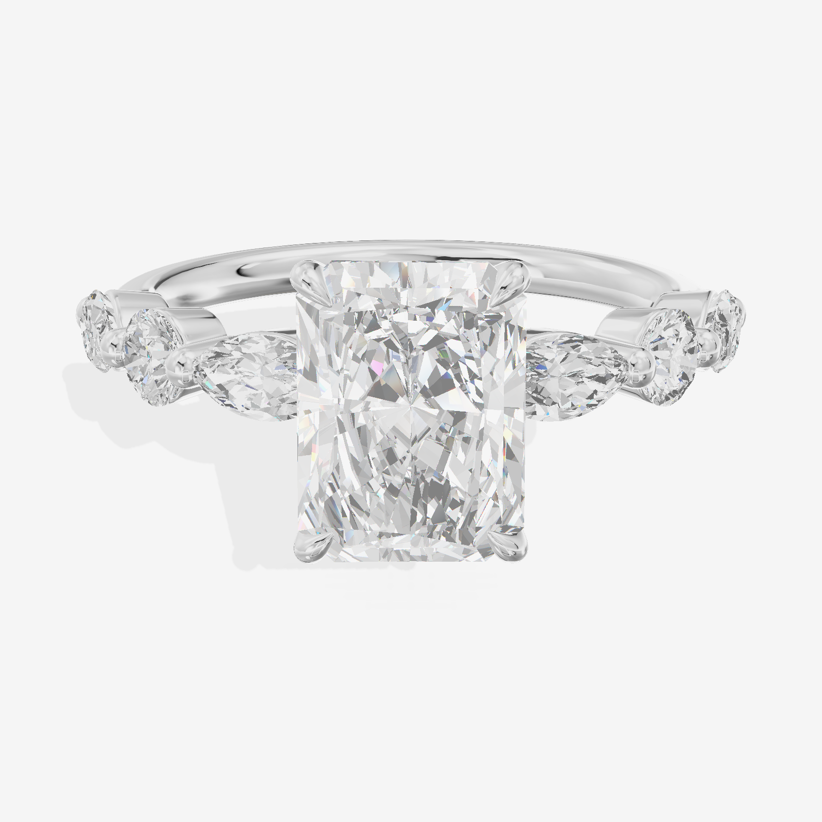 Lumera Cathedral Radiant Engagement Ring with Side Stones (1/3 ct. tw.) in Platinum