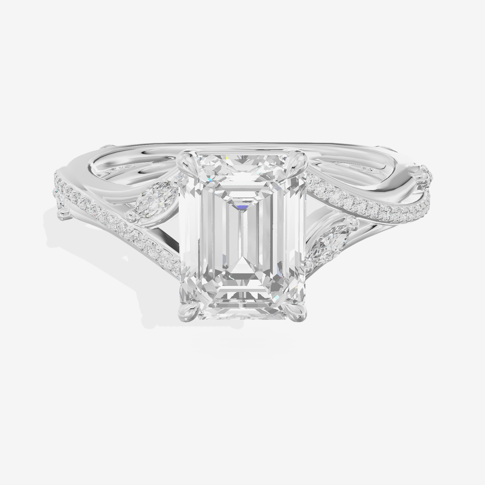 Twined Adorae Emerald Twisted Engagement Ring (1/4 ct. tw.) in Platinum