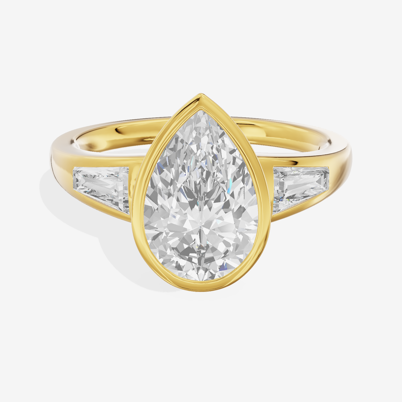 Modern Triade Pear Three Stone Engagement Ring (1/2 ct. tw.) in 18K Yellow Gold
