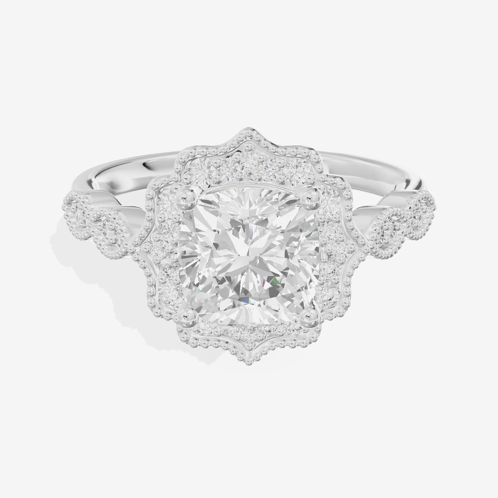 Luxe Liviana Cushion Halo Engagement Ring (2/3 ct. tw.) in Platinum
