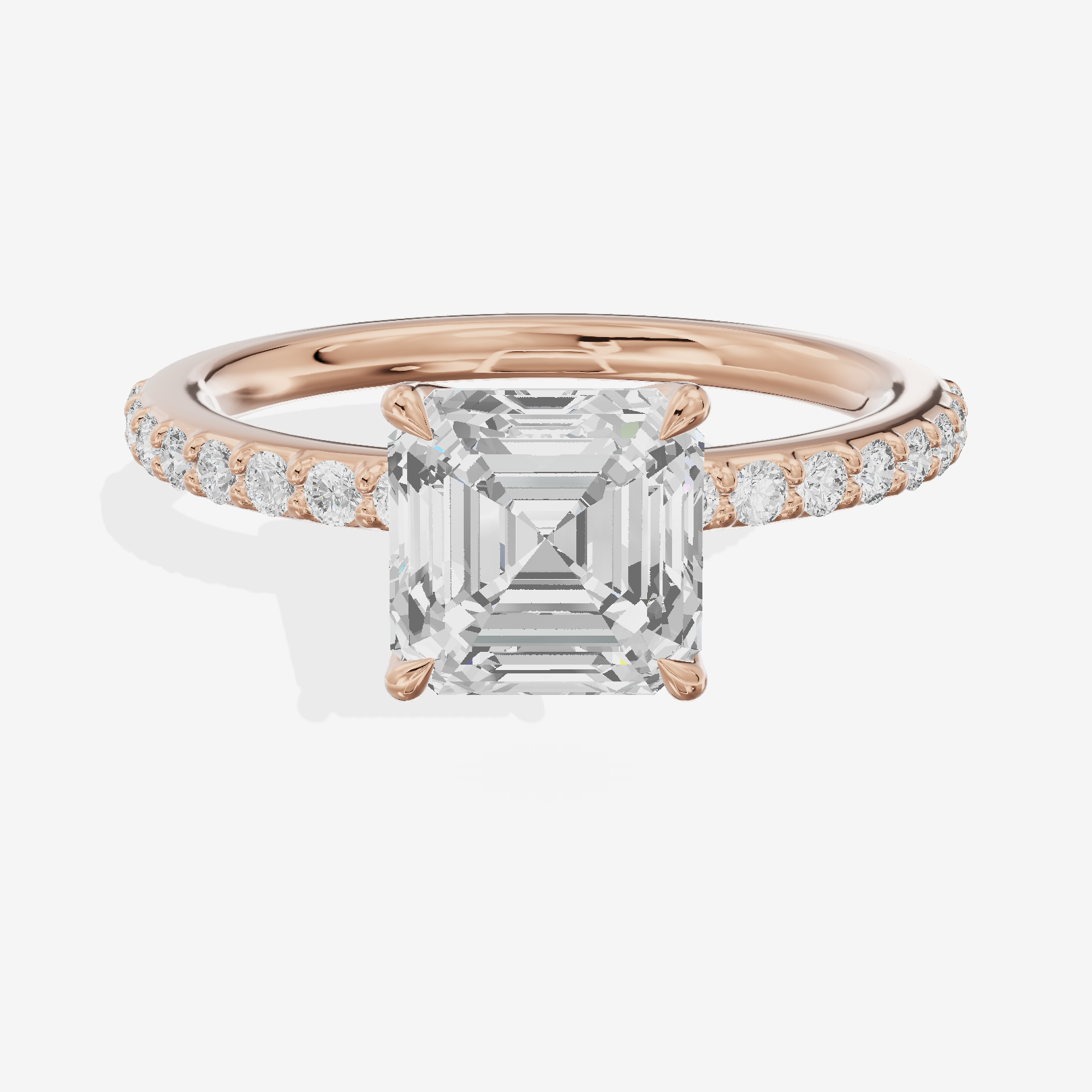 Luxe Whisper Asscher Engagement Ring with Side Stones (1/4 ct. tw.) in 14K Rose Gold
