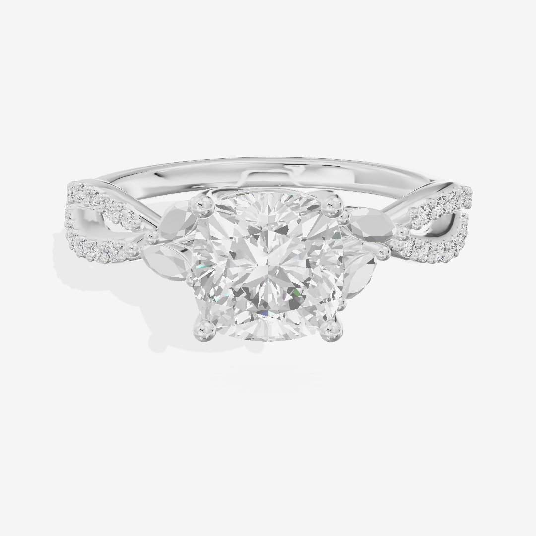 Luxe Domeline 1.5mm Cushion Solitaire Engagement Ring (1/8 ct. tw.) in Platinum