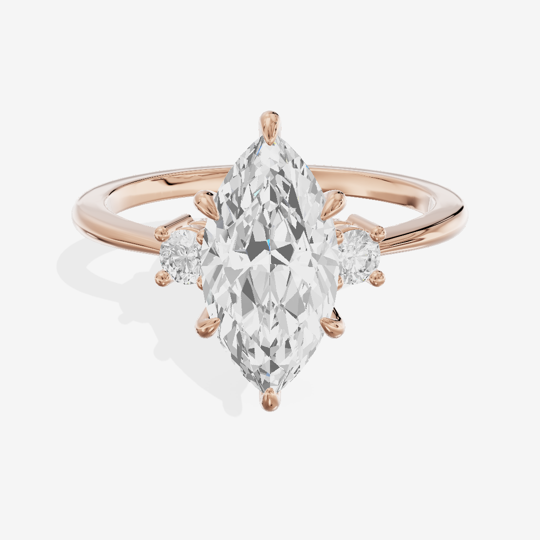 Eternal Aimora Marquise Three Stone Engagement Ring (1/10 ct. tw.) in 14K Rose Gold