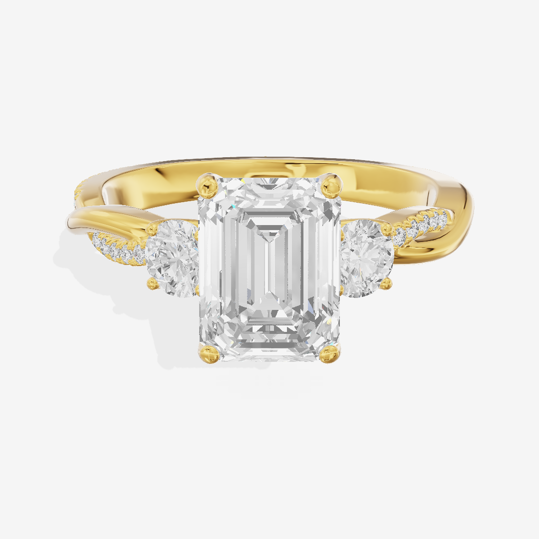 Petite Promezza Three Stone Emerald Engagement Ring (2/5 ct. tw.) in 14K Yellow Gold