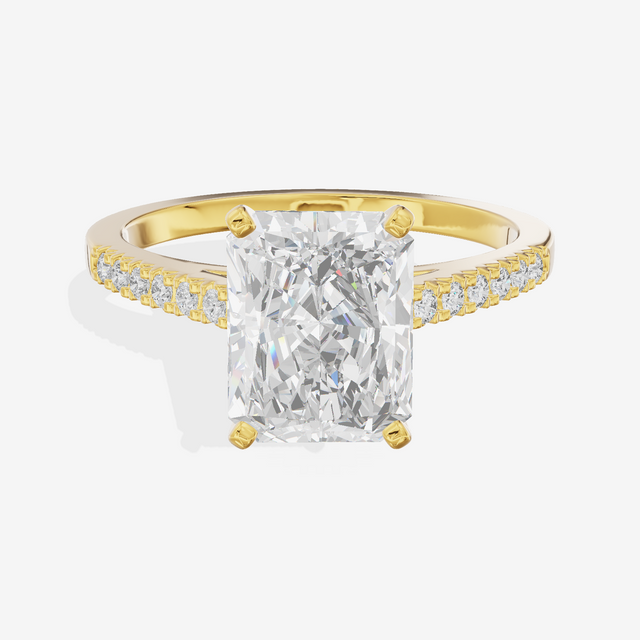 Sworn Vowsae Radiant Engagement Ring with Side Stones (1/10 ct. tw.) in 14K Yellow Gold
