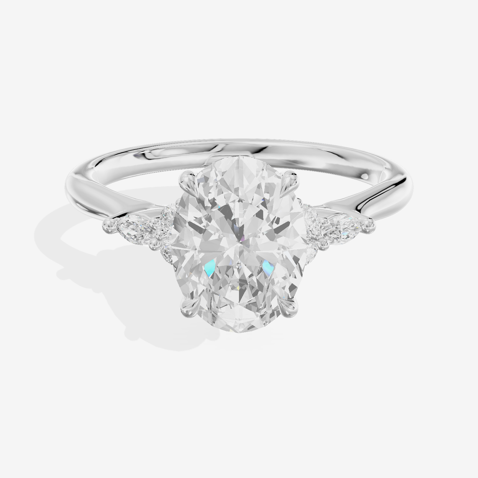 Grand Whisper Oval Engagement Ring with Side Stones (1/6 ct. tw.) in 14K White Gold