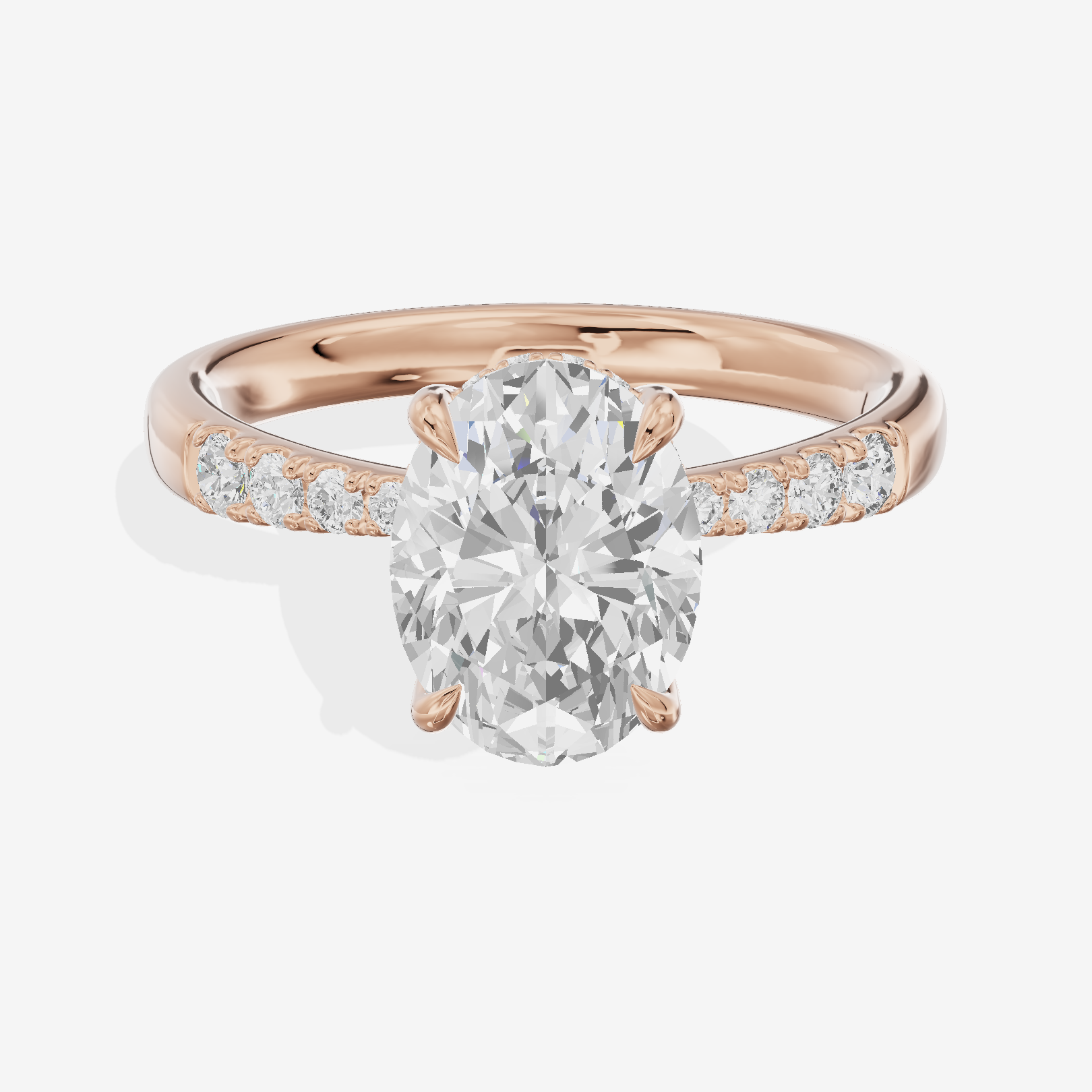 Mayrelle Hidden Halo Oval Engagement Ring (1/5 ct. tw.) in 14K Rose Gold