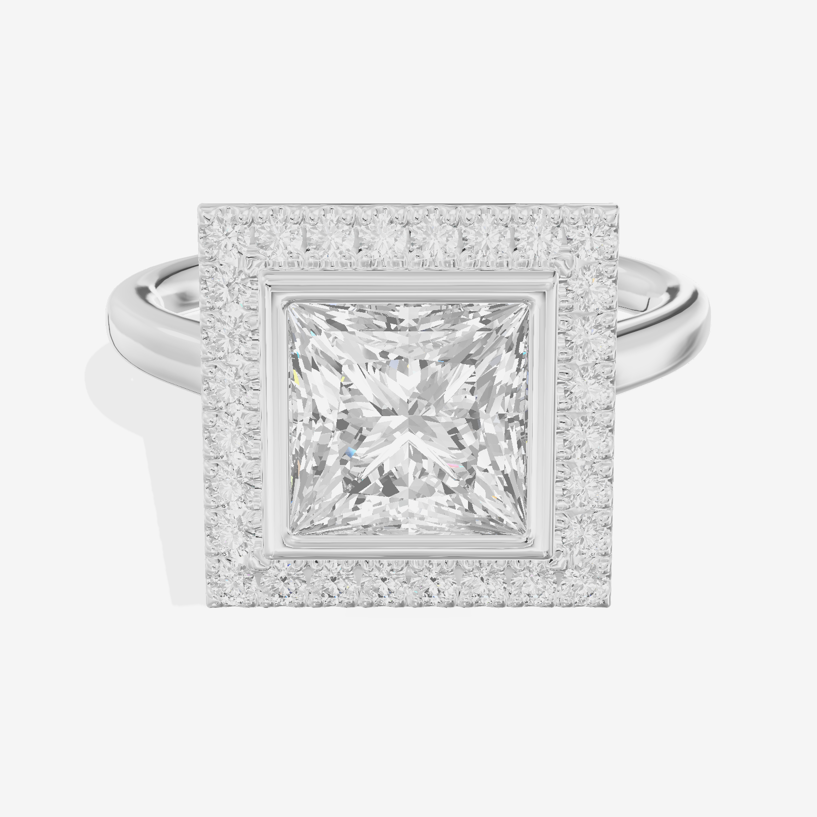Trellise Halo Princess Engagement Ring (1/4 ct. tw.) in 14K White Gold