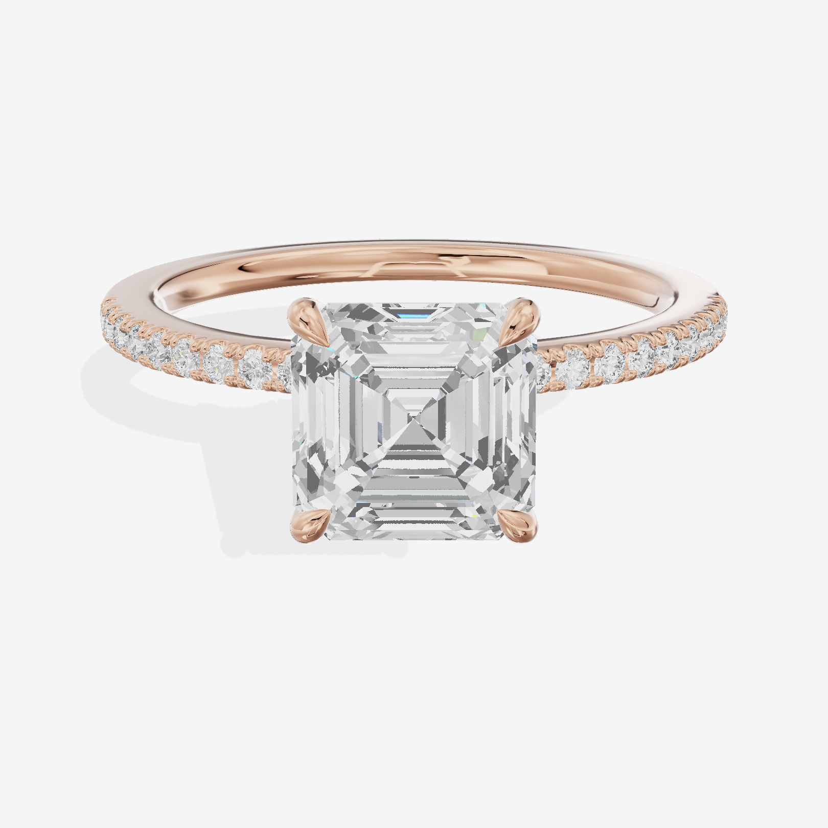 Grand Mirelle Asscher Hidden Halo Engagement Ring (1/5 ct. tw.) in 14K Rose Gold
