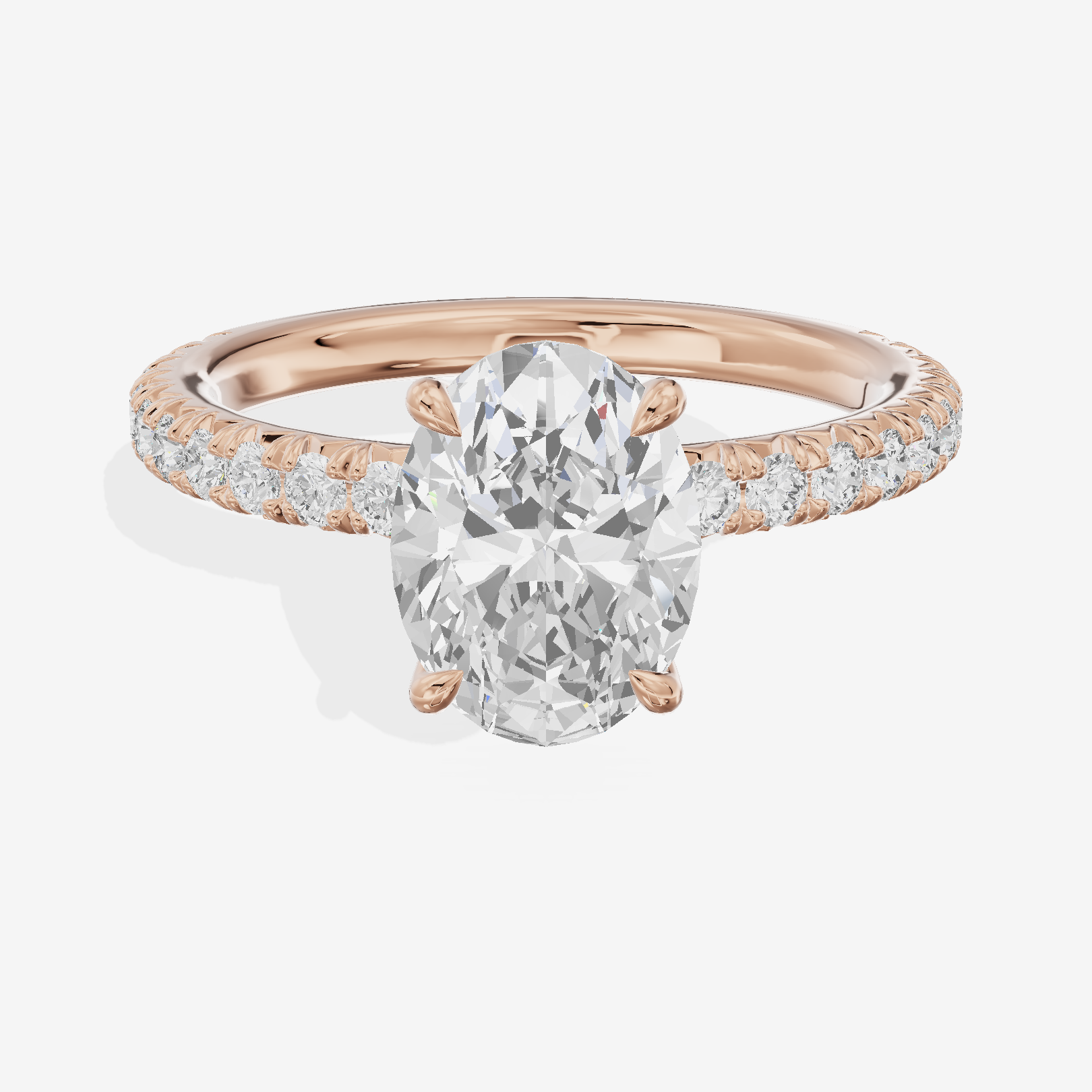 Twined Maia Oval Engagement Ring with Side Stones (1/2 ct. tw.) in 18K Rose Gold