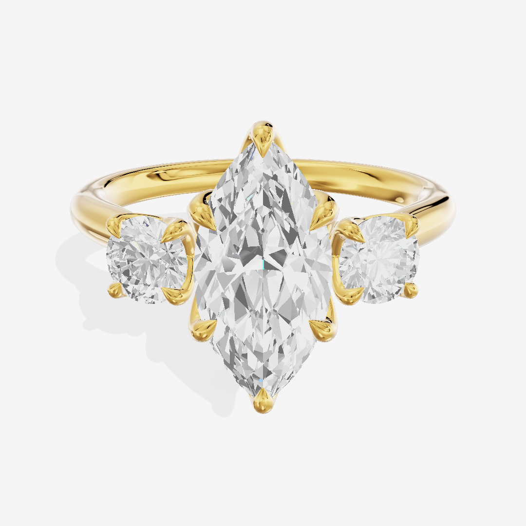Eternal Sincere Three Stone Marquise Engagement Ring (1/2 ct. tw.) in 18K Yellow Gold