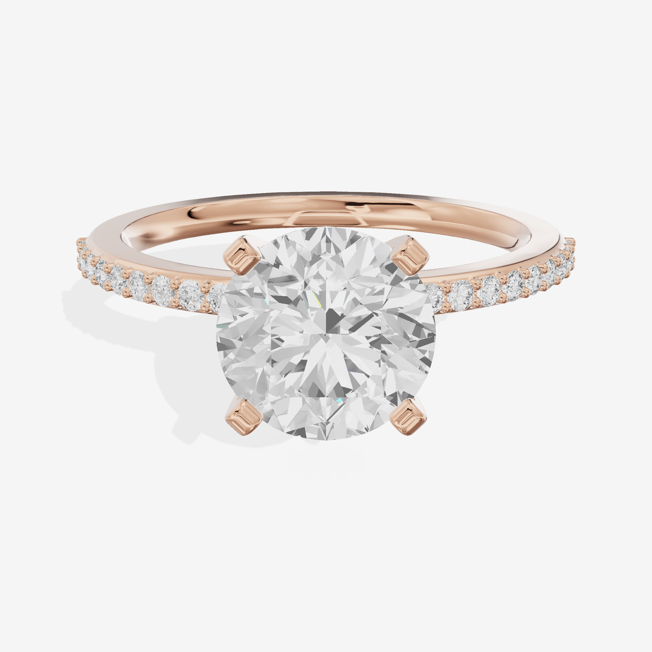 Twined Selenia Round Engagement Ring with Side Stones (1/10 ct. tw.) in 14K Rose Gold