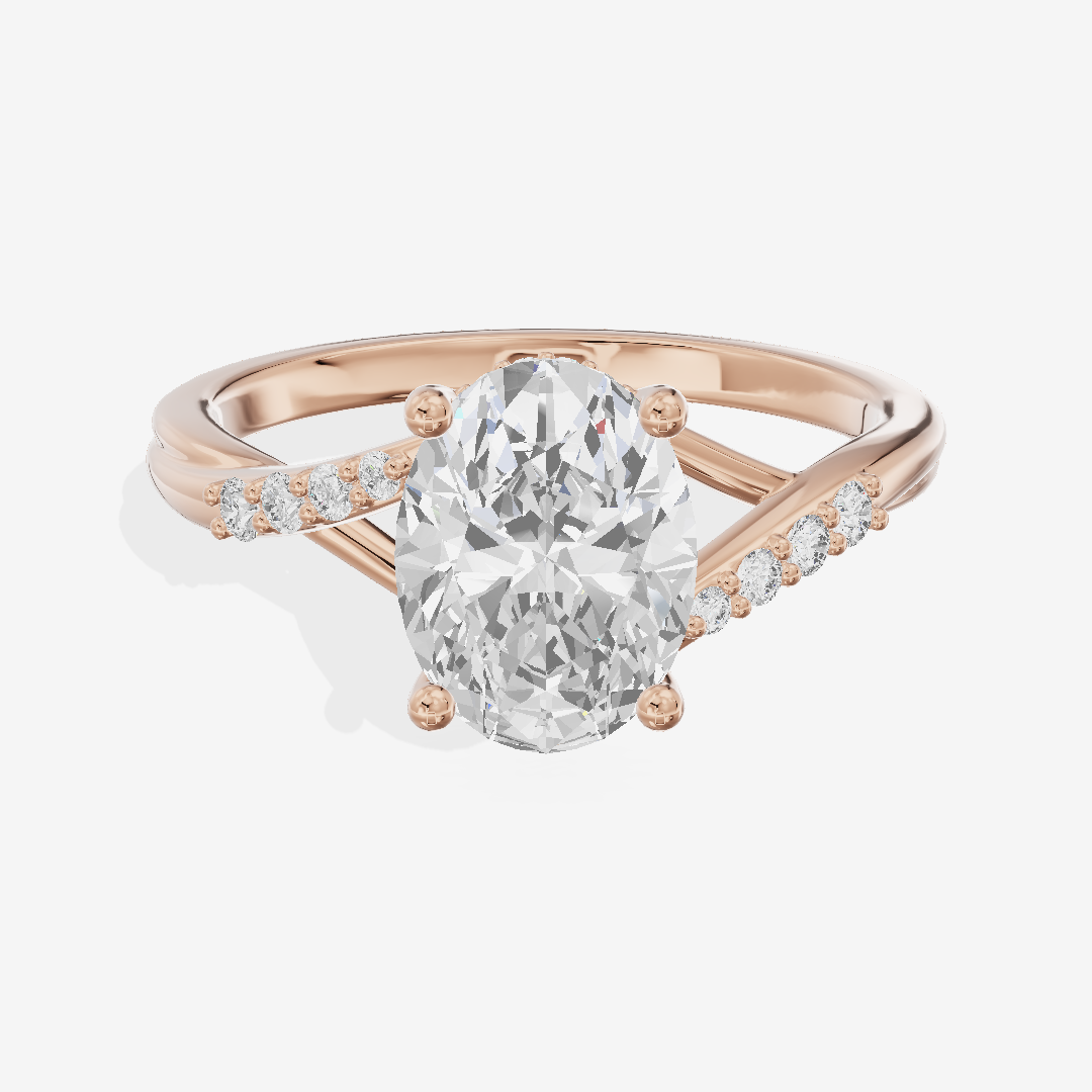 Aimora Hidden Halo Oval Engagement Ring (1/8 ct. tw.) in 18K Rose Gold