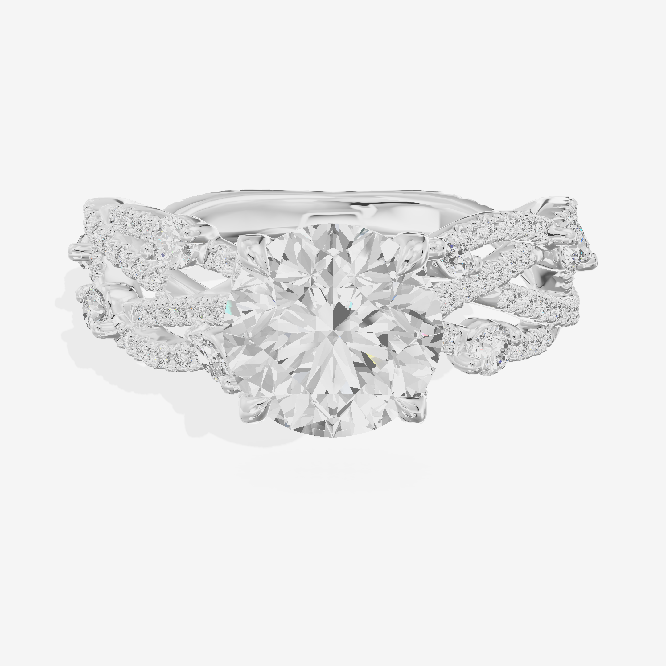 One of One Petite Round Engagement Ring with Side Stones (1/4 ct. tw.) in Platinum