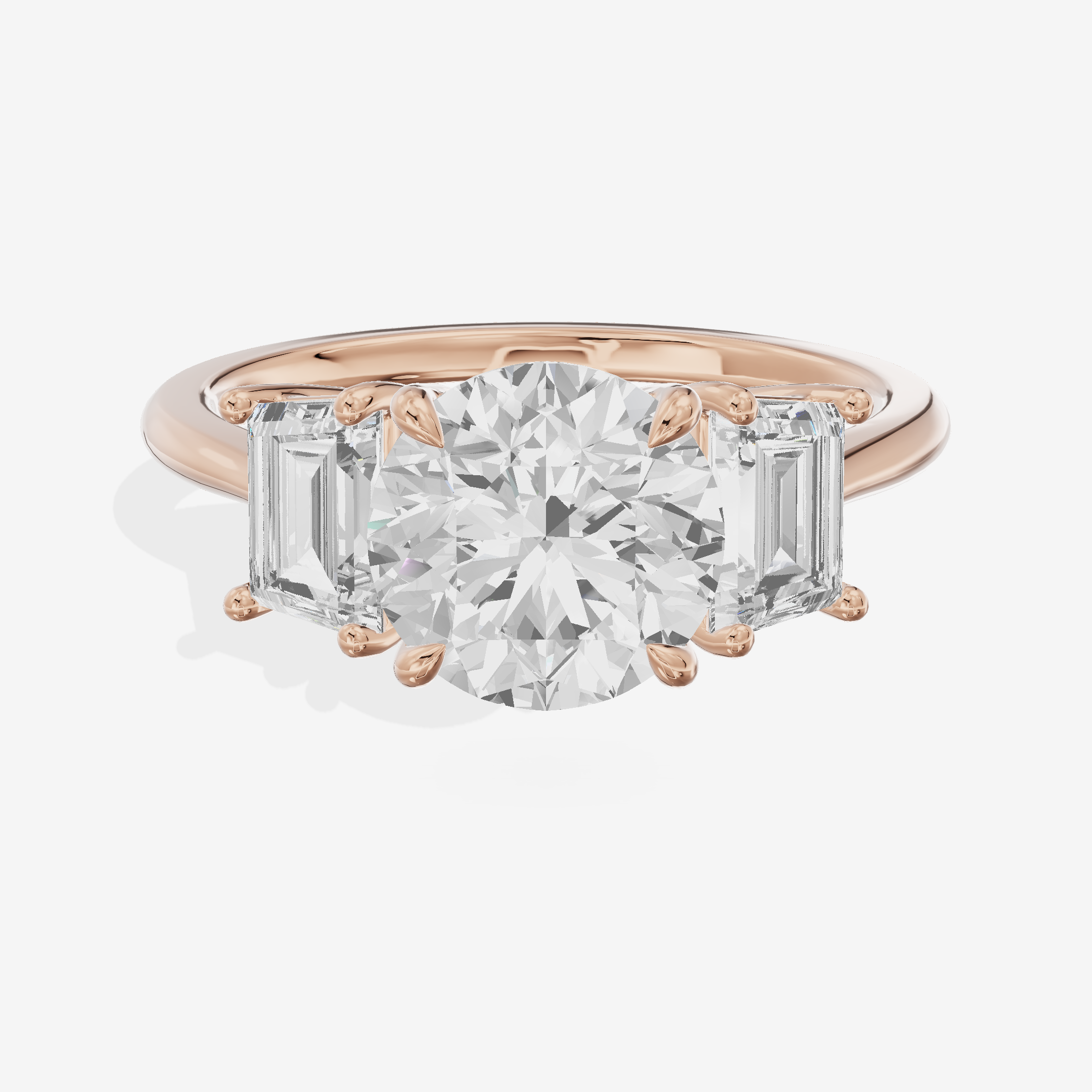 Luxe Promezza Three Stone Round Engagement Ring (3/5 ct. tw.) in 18K Rose Gold