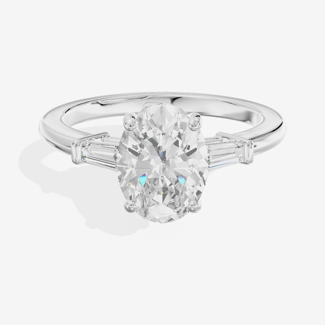 Eternal Coeurine Three Stone Oval Engagement Ring (1/5 ct. tw.) in 14K White Gold