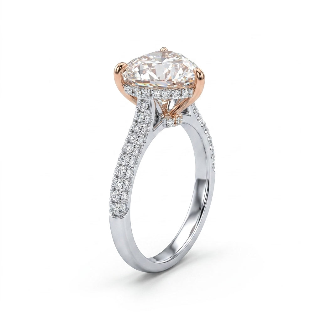Solitaire Pavé Heart Engagement Ring