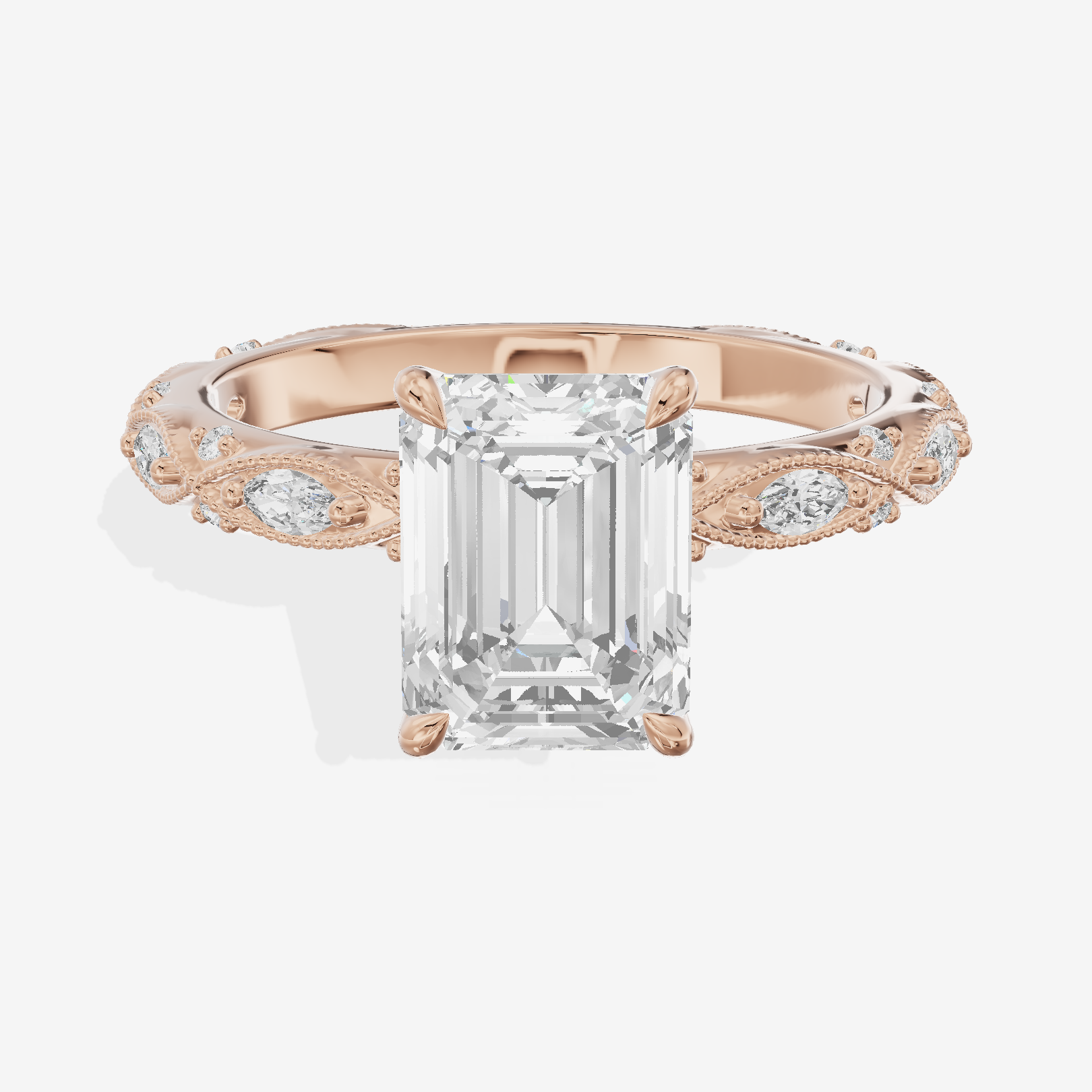 Vintage Whisper Emerald Engagement Ring (1/4 ct. tw.) in 18K Rose Gold