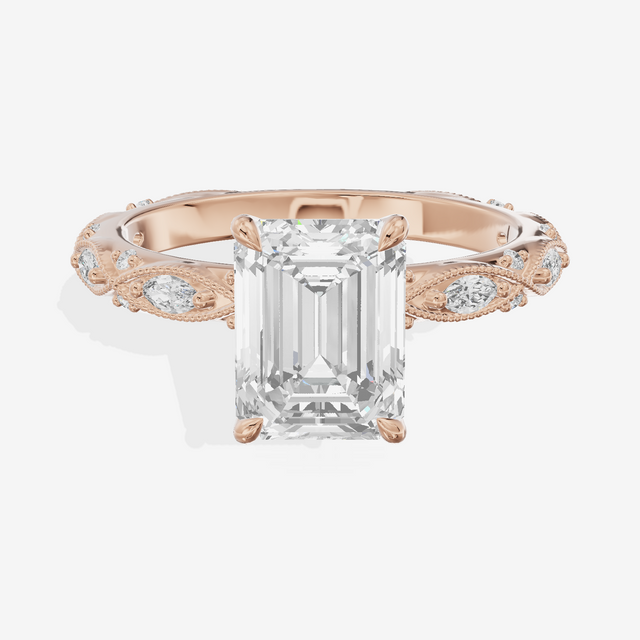 Vintage Whisper Emerald Engagement Ring (1/4 ct. tw.) in 18K Rose Gold