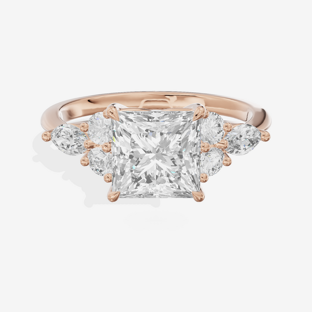 Luxe Vowsae Princess Engagement Ring with Side Stones (2/5 ct. tw.) in 18K Rose Gold