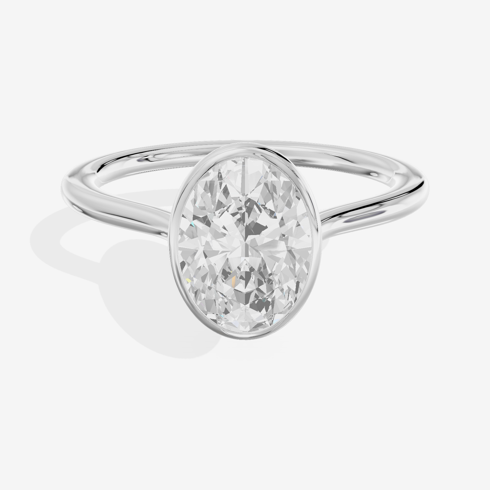 Petite Vowsae 1.5mm Oval Bezel Engagement Ring in 18K White Gold