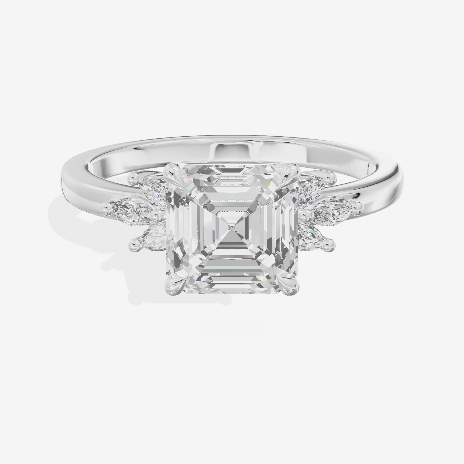 Modern Halcyon Asscher Engraved Engagement Ring (1/5 ct. tw.) in 18K White Gold