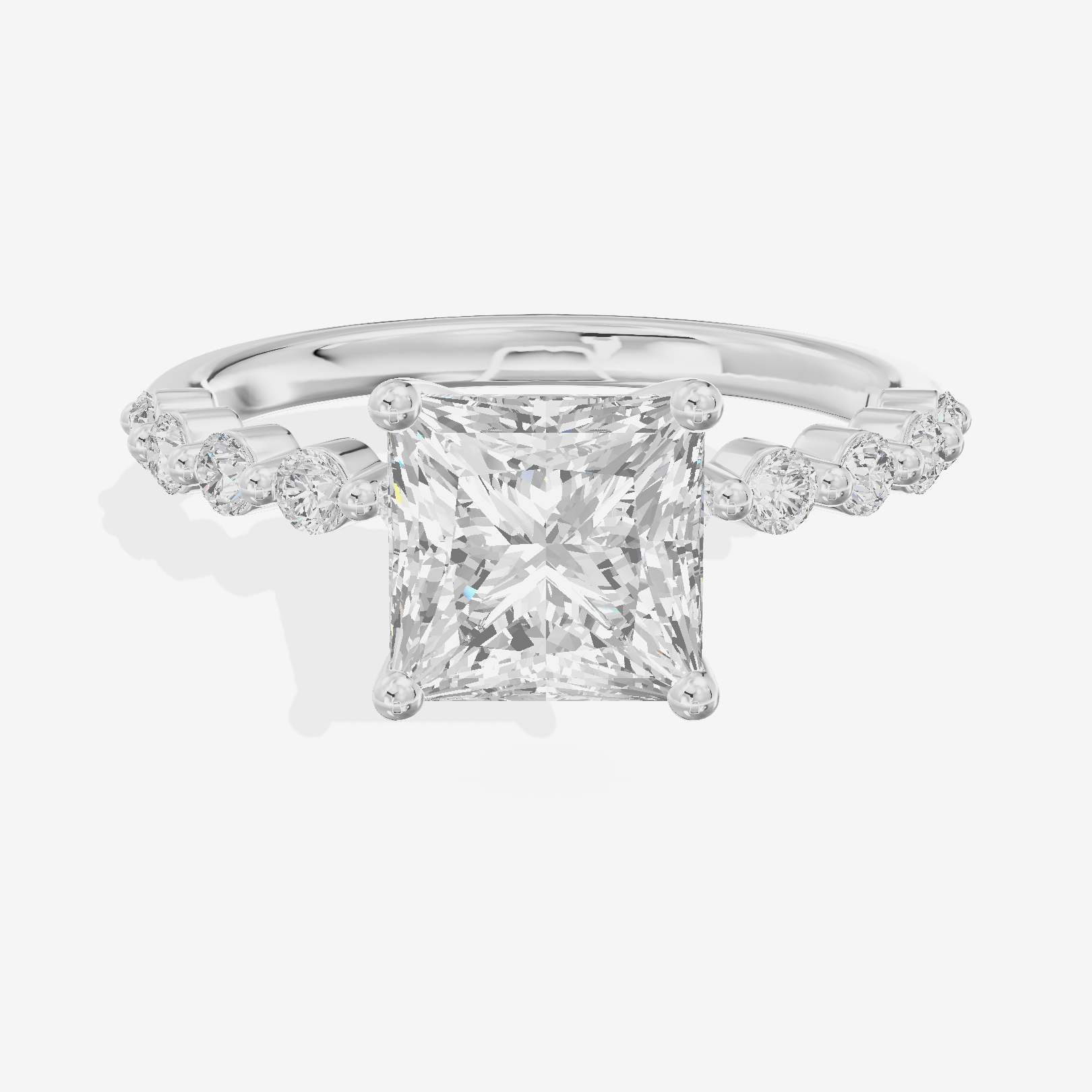Lustrous Aimora 3mm Princess Solitaire Engagement Ring in Platinum