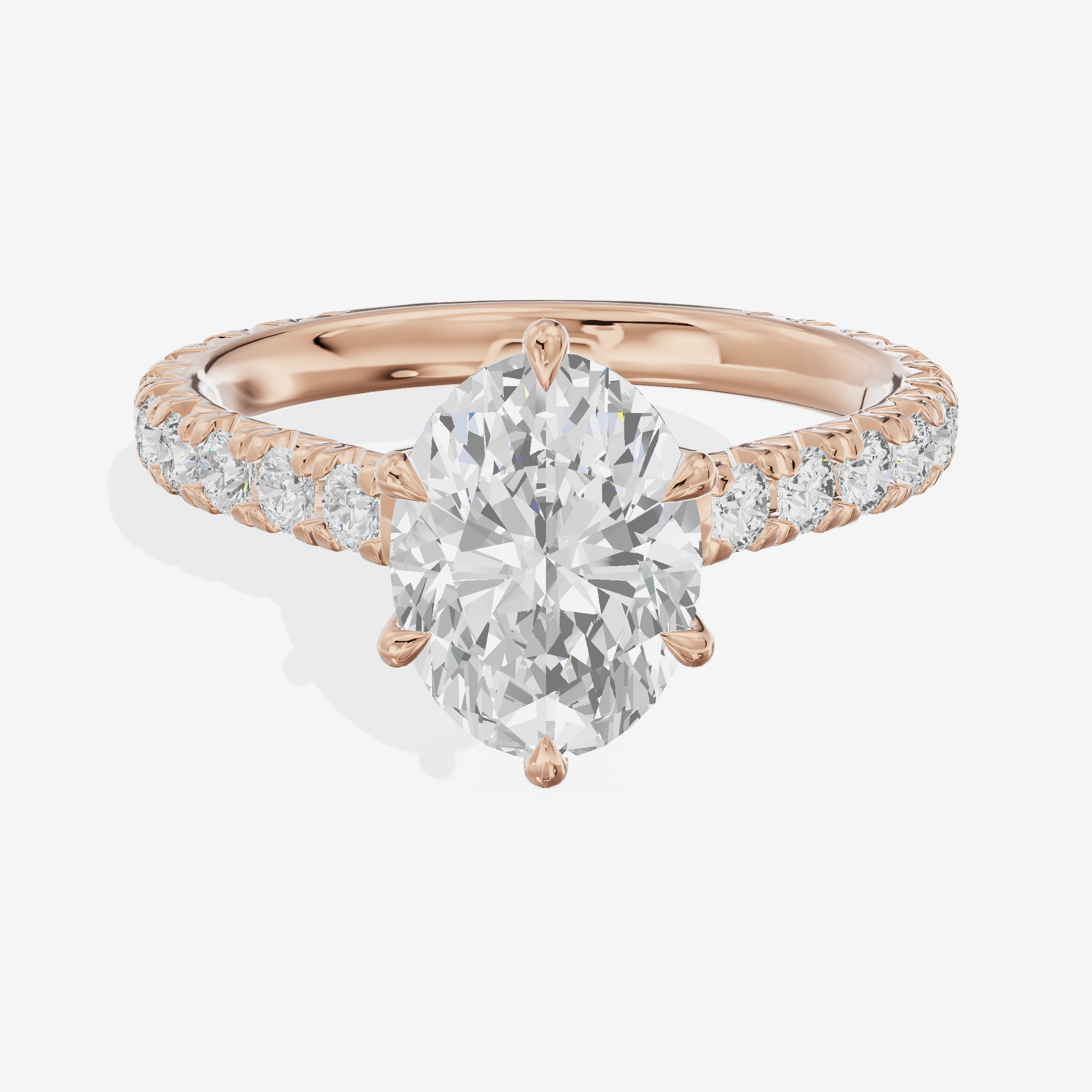Tender Trueheart Oval Engagement Ring with Side Stones (1/2 ct. tw.) in 18K Rose Gold