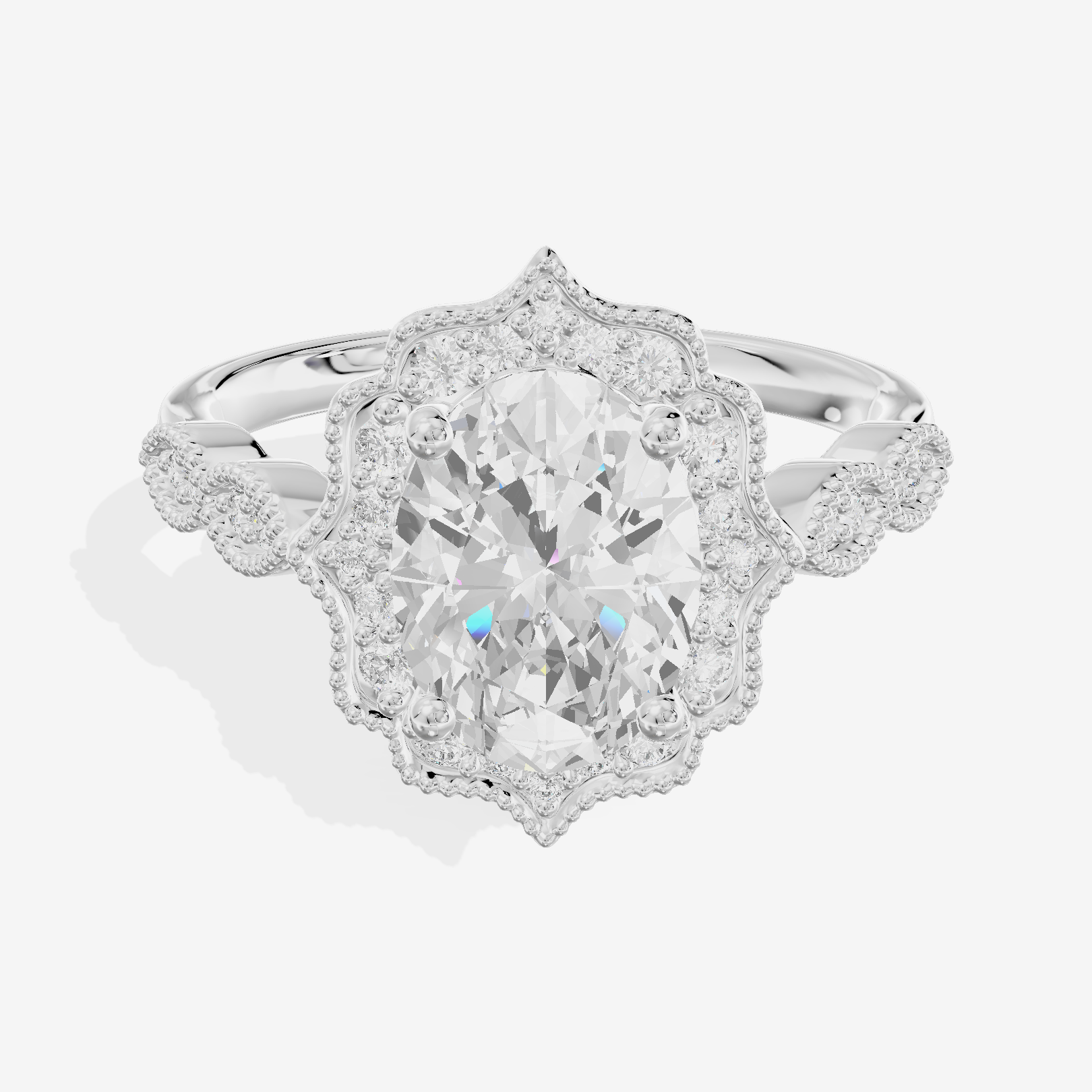 Luxe Liviana Oval Halo Engagement Ring (2/3 ct. tw.) in 14K White Gold