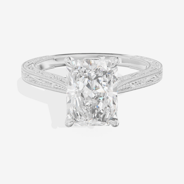 Vintage Vowsae Radiant Engagement Ring in Platinum