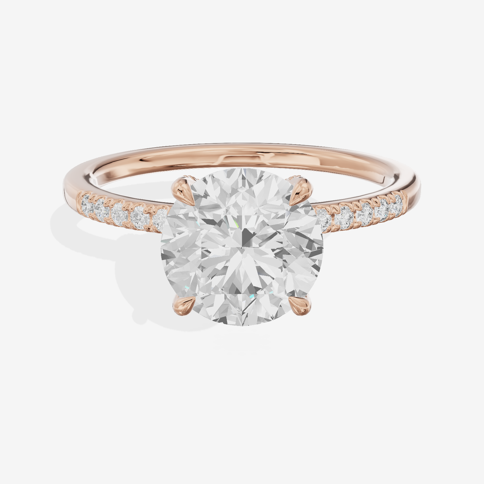 Twine Vine Vine Round Engagement Ring with Side Stones (3/5 ct. tw.) in 14K Rose Gold