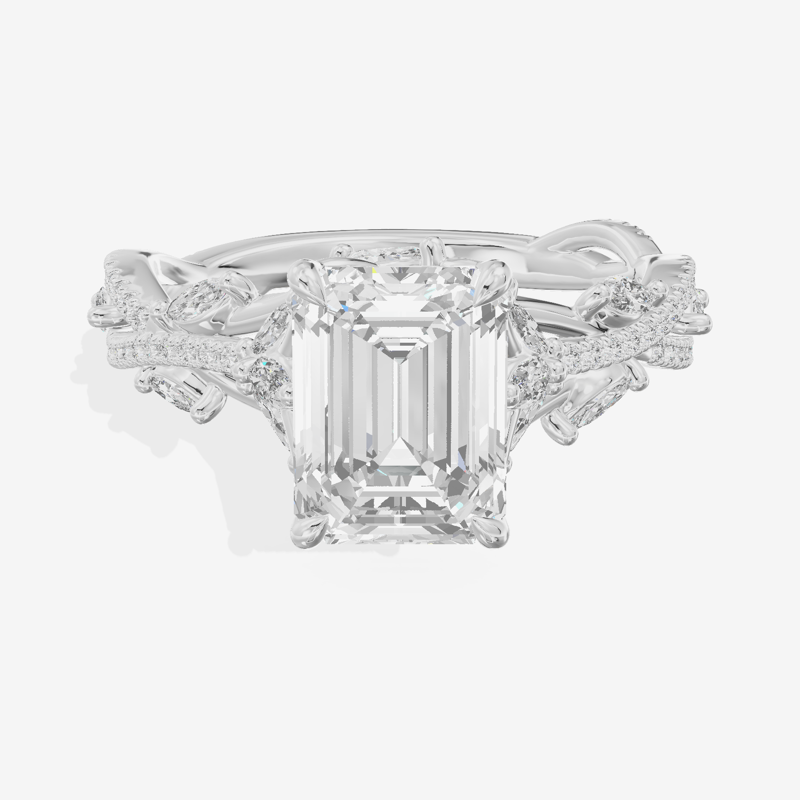 Grand Twine Emerald Twisted Engagement Ring (3/4 ct. tw.) in Platinum