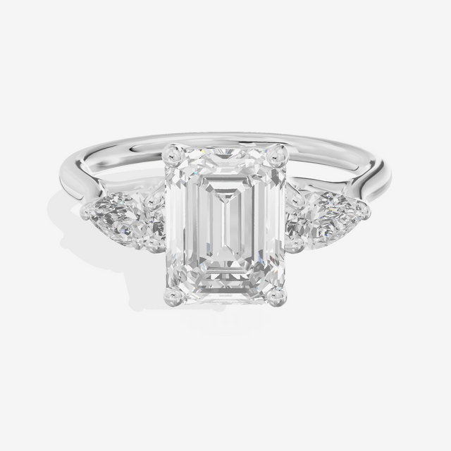 Grand Vowsae Three Stone Emerald Engagement Ring (2/5 ct. tw.) in Platinum