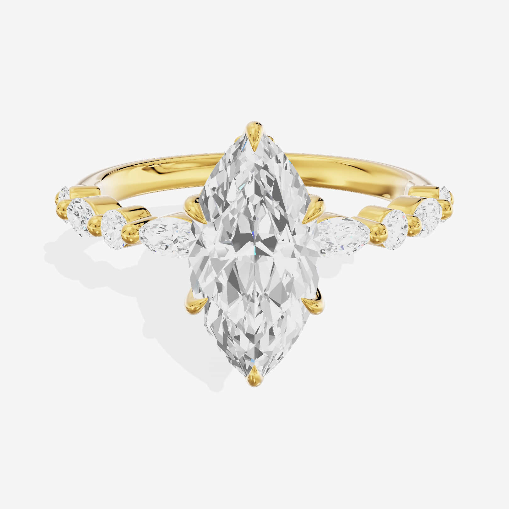 Twine Hidden Halo Marquise Engagement Ring (1/20 ct. tw.) in 14K Yellow Gold