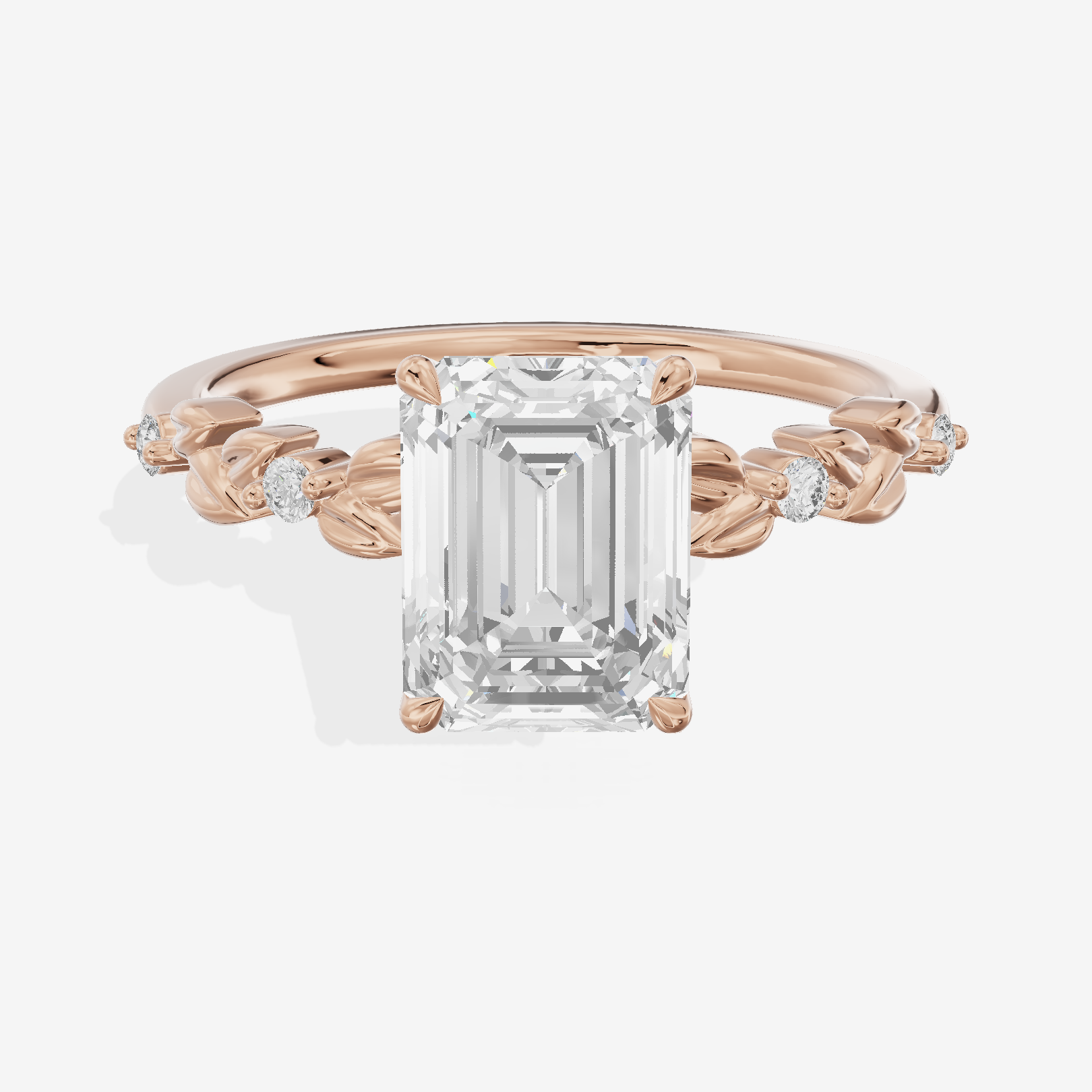 Modern Cherubine Emerald Engagement Ring with Side Stones (1/4 ct. tw.) in 18K Rose Gold