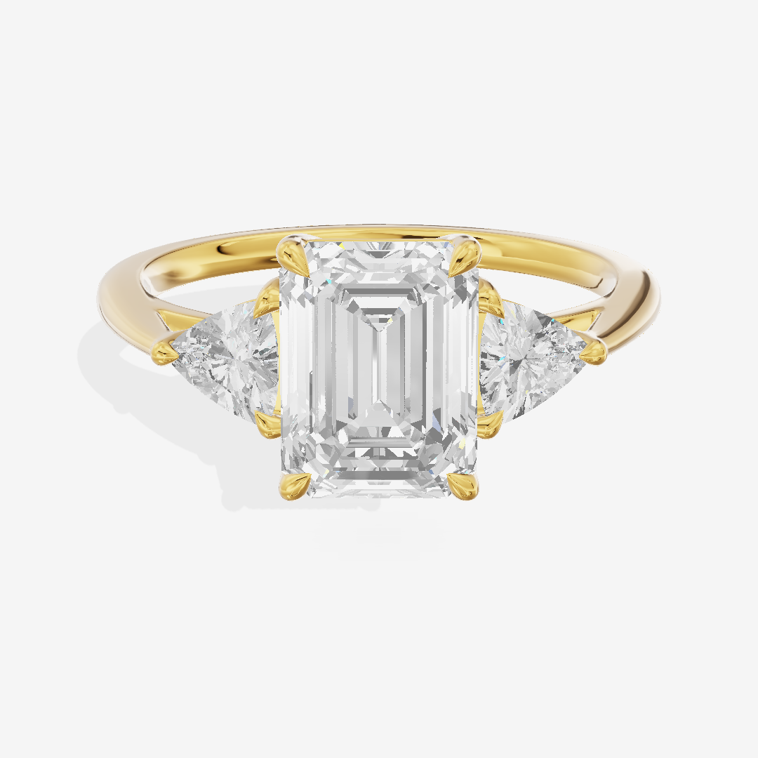 Luxe Coeurine Three Stone Emerald Engagement Ring (1/2 ct. tw.) in 14K Yellow Gold