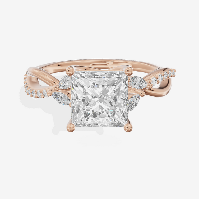 Petite Twine Princess Twisted Engagement Ring (1/5 ct. tw.) in 18K Rose Gold