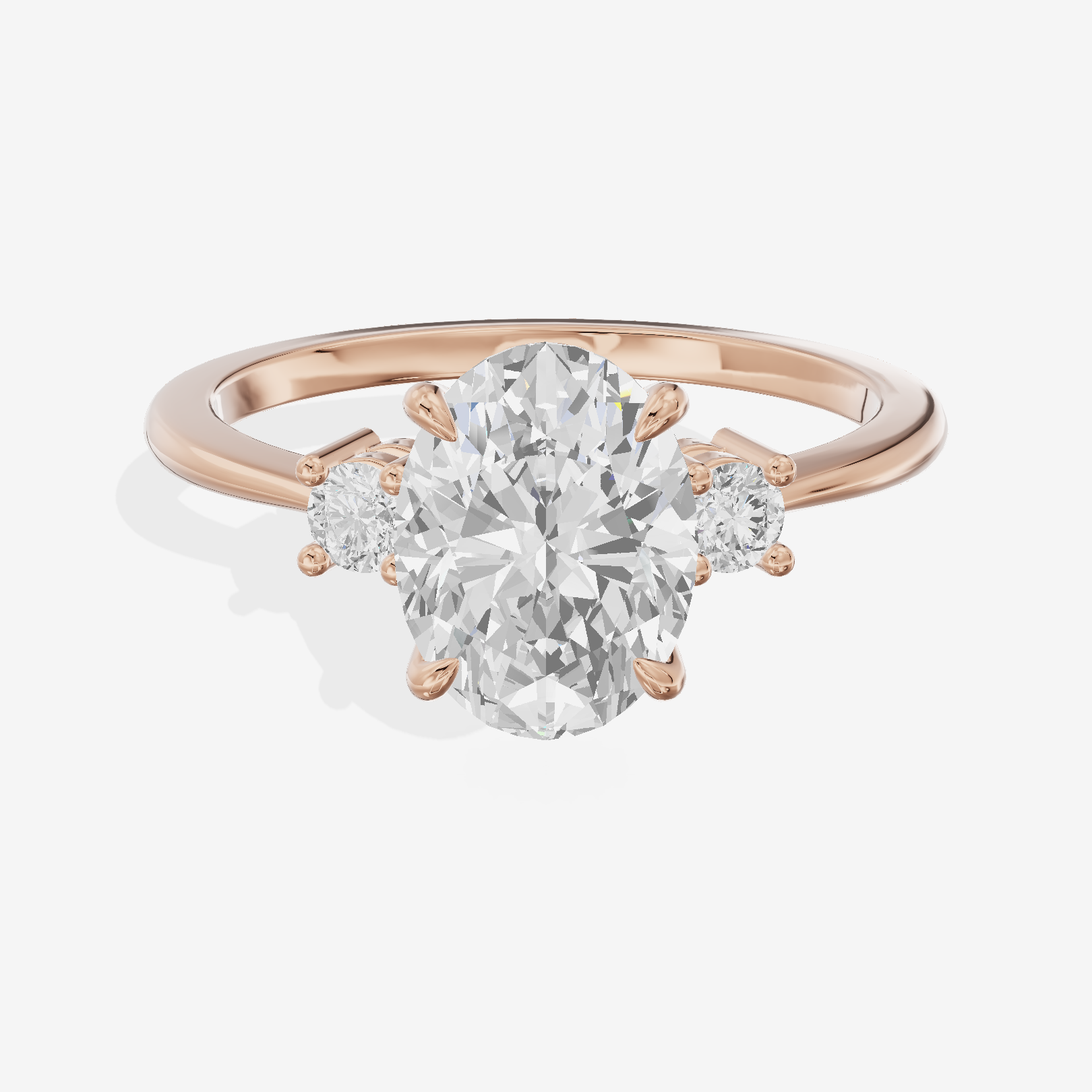 Eternal Promezza Oval Engagement Ring with Side Stones (1/6 ct. tw.) in 14K Rose Gold