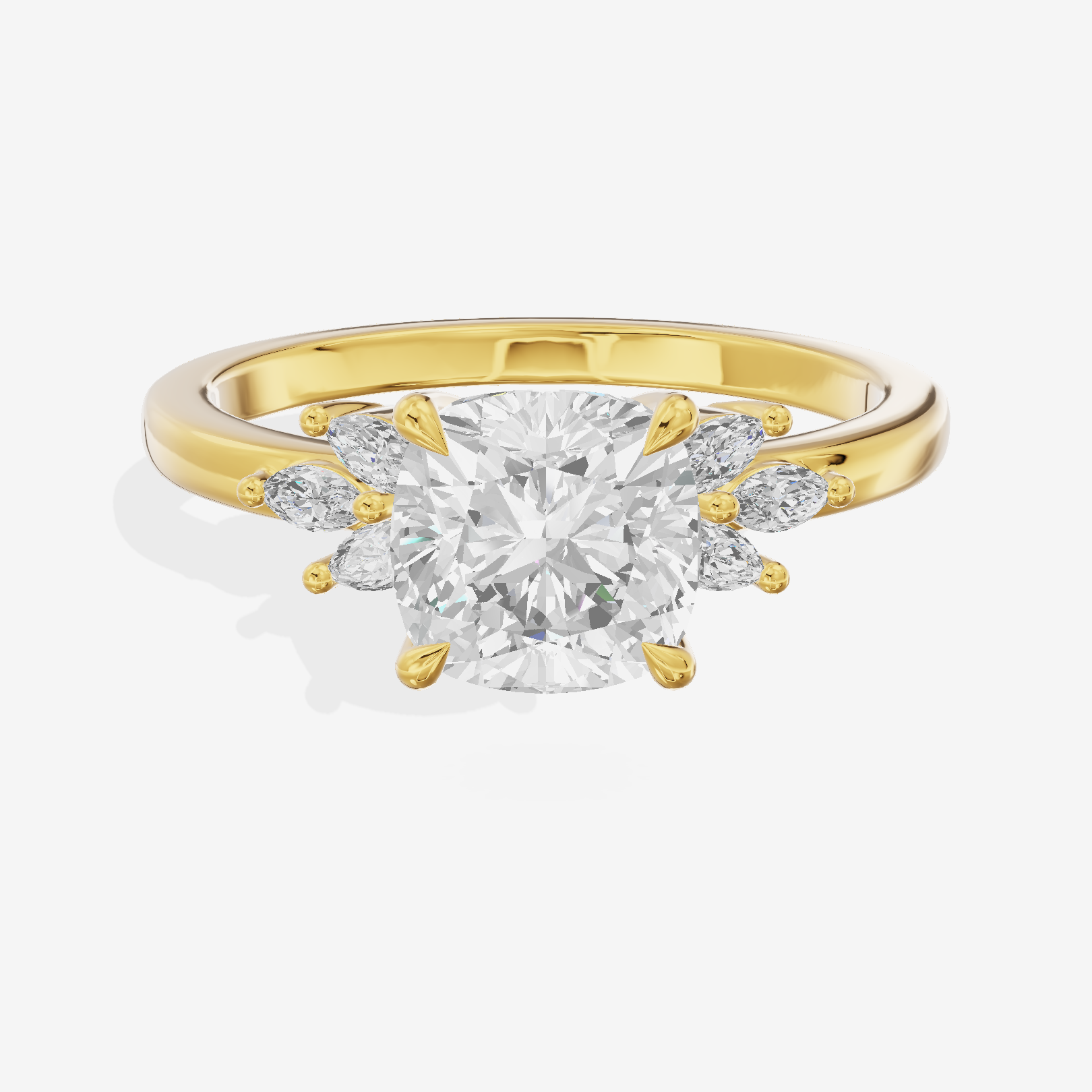 Modern Halcyon Cushion Engraved Engagement Ring (1/5 ct. tw.) in 18K Yellow Gold